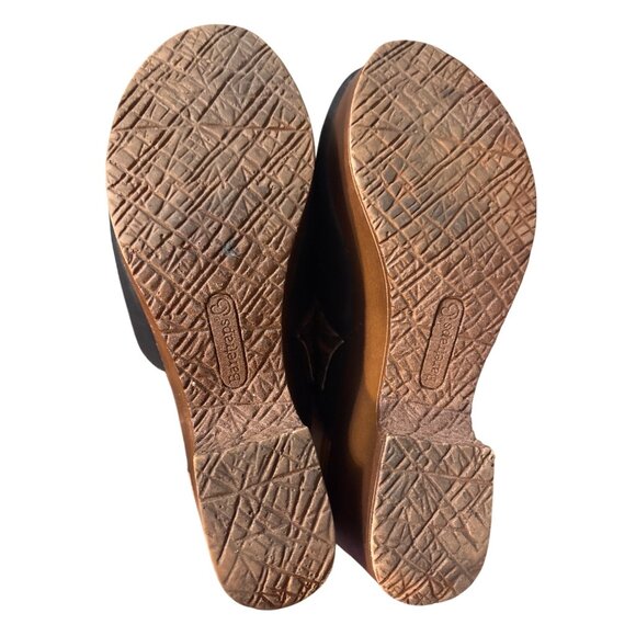 Baretraps Belita Womens 9M Black Clogs With Leopard Accent & Wooden Platform - Picture 7 of 8